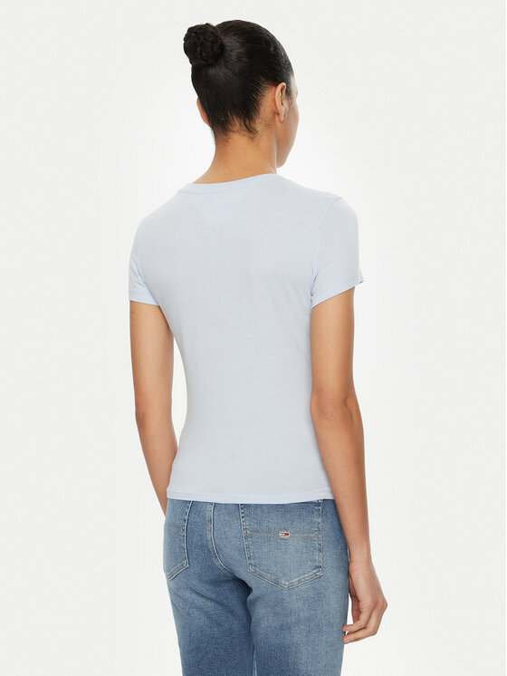 Tommy Jeans Tommy Jeans Majica Linear DW0DW18398 Svetlo modra Slim Fit