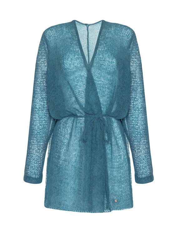YOU by Tokarska YOU by Tokarska Kardigan kimono alpaka Turkusowy Regular Fit