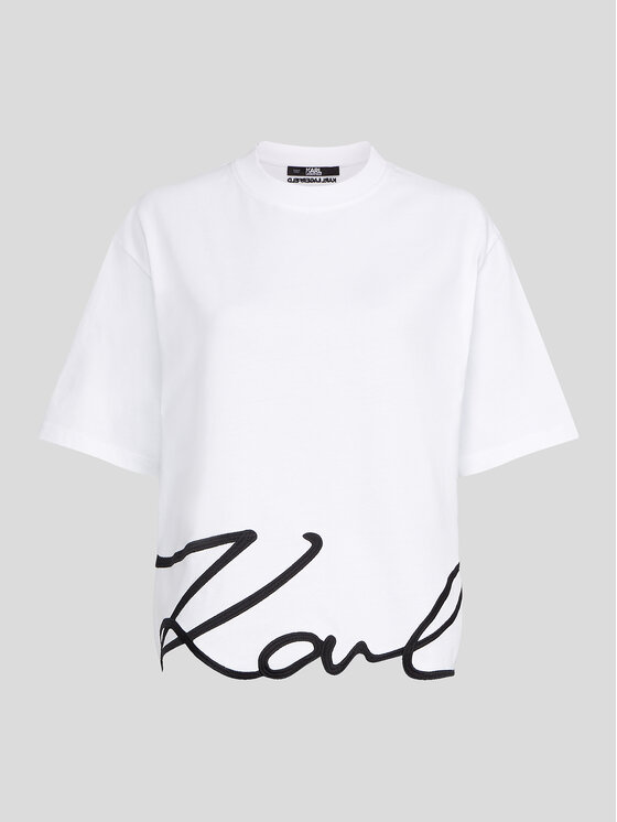 KARL LAGERFELD KARL LAGERFELD Футболка Signature Hem 226W1703 Білий Relaxed Fit