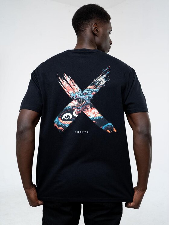 Point X Point X T-Shirt Koszulka Z Krótkim Rękawem Męska Czarna Point X Dragon SMOK M Czarny Regular Fit