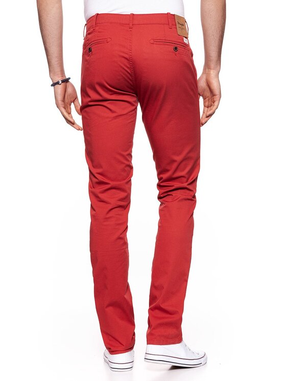 Wrangler Wrangler Chinosy CHINO Czerwony Slim Fit