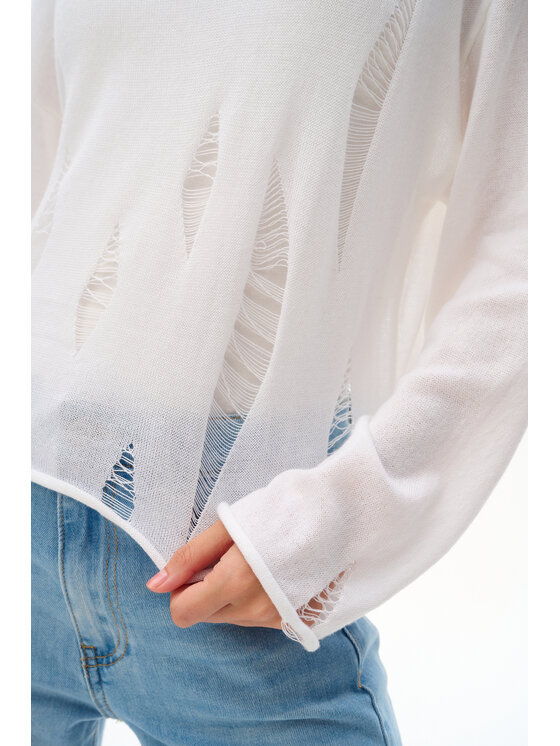 blue shadow blue shadow Sweter Holine Biały Regular Fit
