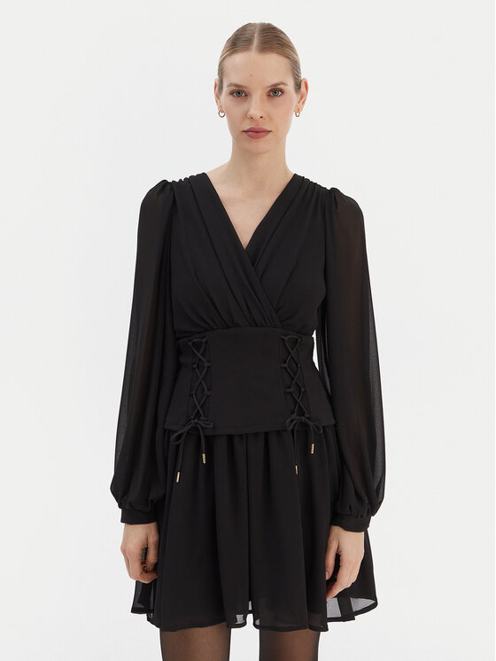 Rinascimento Rinascimento Koktejlové šaty CFC0126603003 Čierna Regular Fit