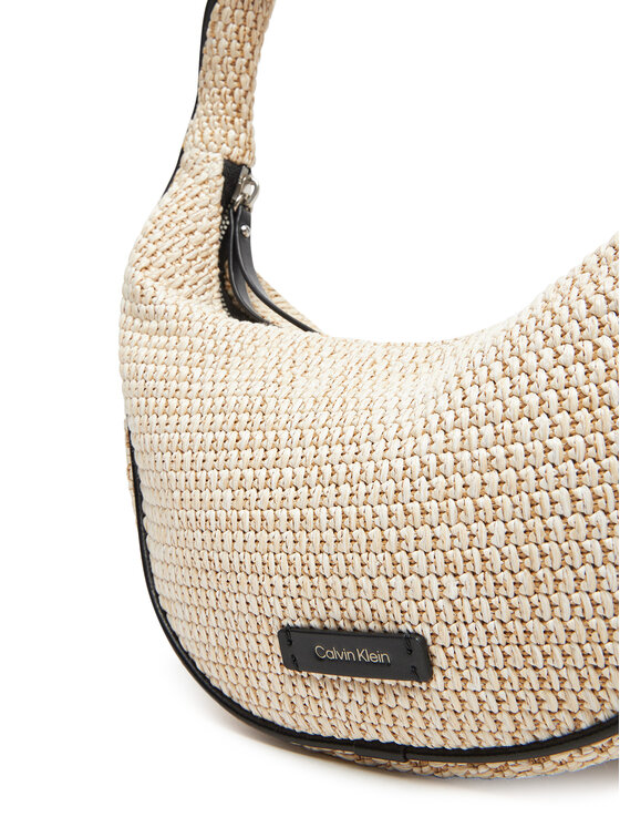 Calvin Klein Calvin Klein Ročna torba Pinched Raffia Medium Shoulder B LV04F3079G Bež