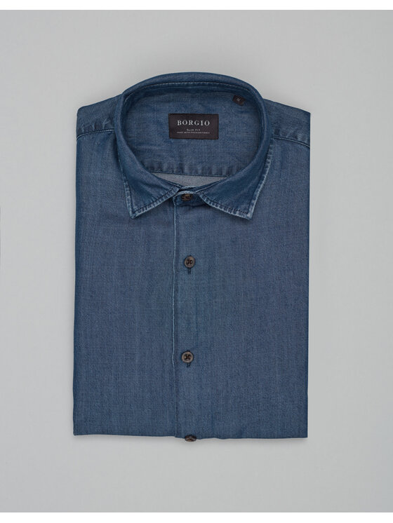 Borgio Borgio Koszula jeansowa denice_00604 Niebieski Slim Fit