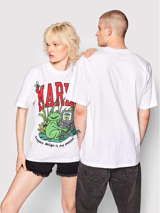 Market Market Majica Unisex SMILEY Passionate Frog 399001091 Bela Relaxed Fit