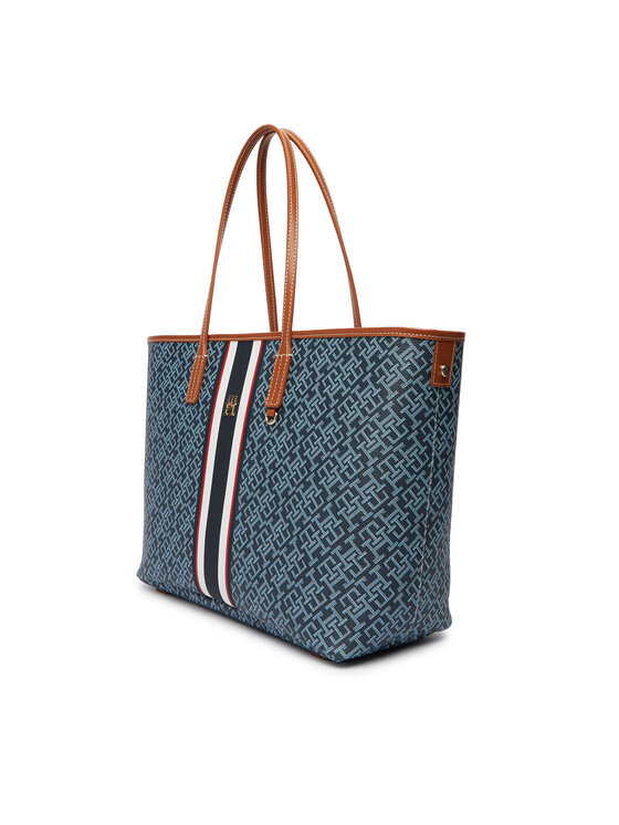 Tommy Hilfiger Tommy Hilfiger Дамска чанта Th Monoplay Tote Stripe Le AW0AW18390 Син