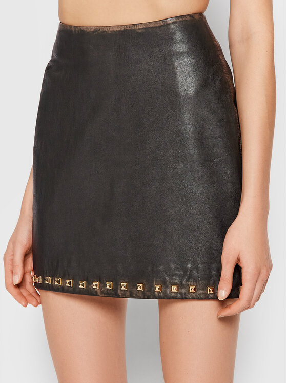 Pinko Fustă din piele UNIQUENESS Salvare 1Q1096 Y7N7 Maro Slim Fit