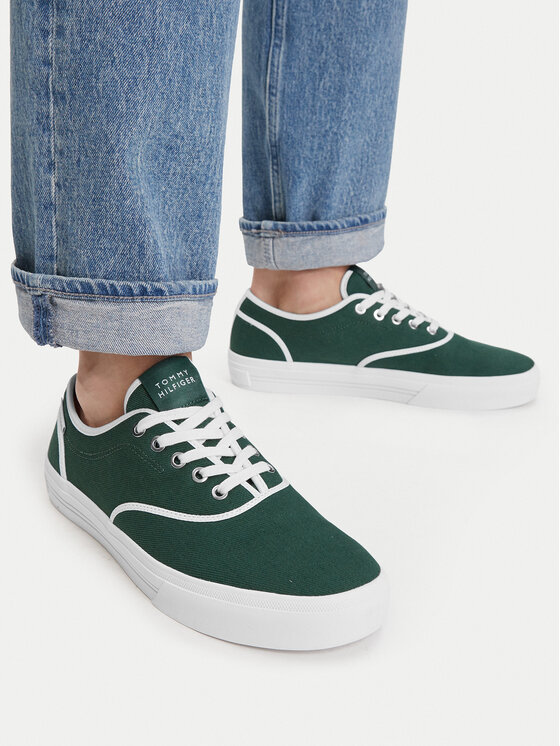 Tommy Hilfiger Гуменки Th Vulc Cup Long Lace Canvas FM0FM05874 Зелен