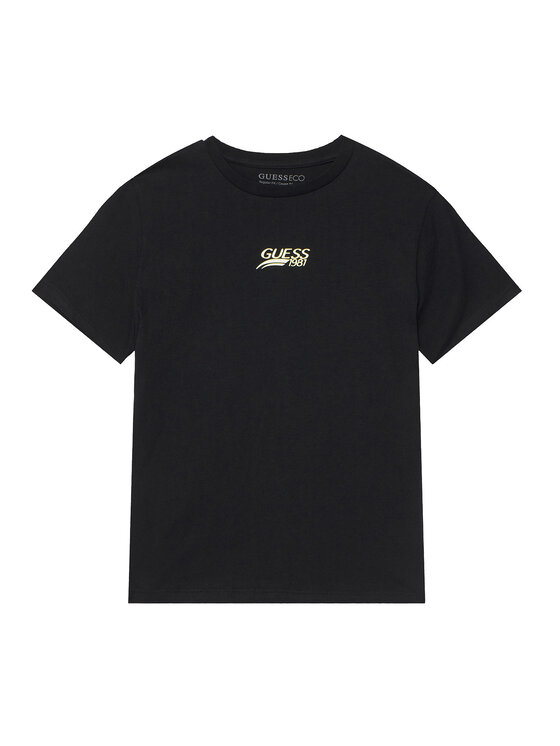 Guess Guess Tričko L6RI10 K8HM4 Čierna Regular Fit