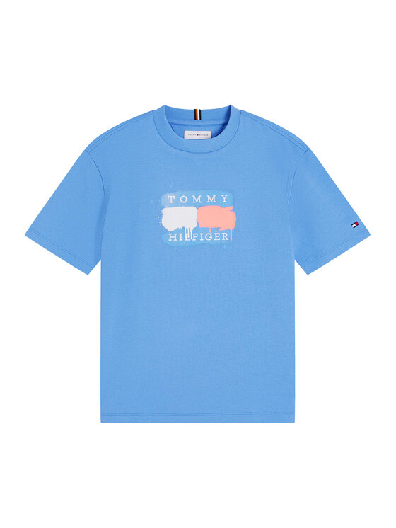 Tommy Hilfiger Tommy Hilfiger Marškinėliai Graffiti KB0KB10546 Šviesiai mėlyna Relaxed Fit