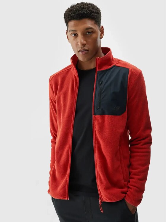 4F 4F Fleecová mikina 4FWAW24TFLEM250-70S Oranžová Regular Fit