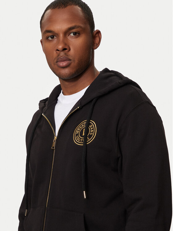 Versace Jeans Couture Versace Jeans Couture Džemperis ar kapuci 76GAIT02 Melns Regular Fit
