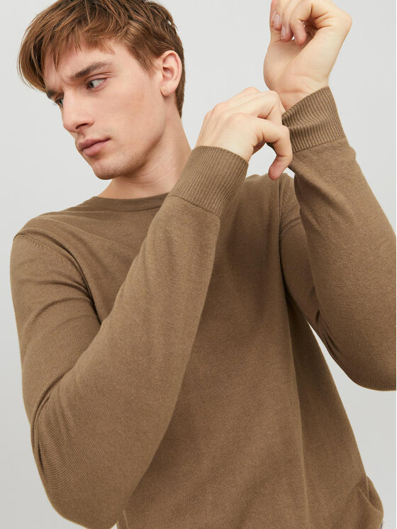 Jack & Jones Jack & Jones Sweter 12208364 Brązowy Regular Fit