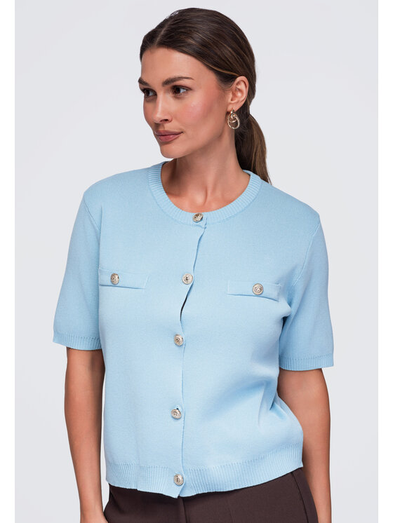 Ombre Ombre Bluzka OW-TS-E0084 Niebieski Regular Fit