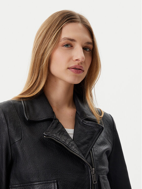Mustang Mustang Lederjacke Kata 310-24-082 Schwarz Regular Fit