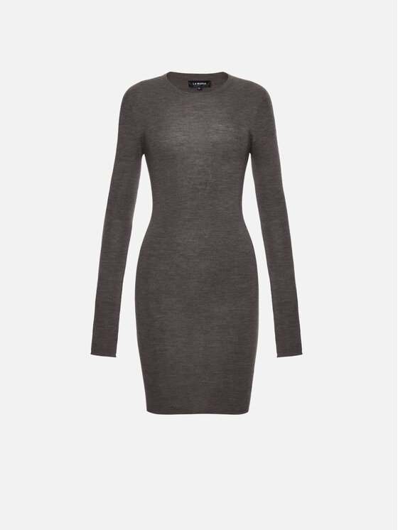 La Mania La Mania Sukienka dzianinowa POLLY Brązowy Basic Fit