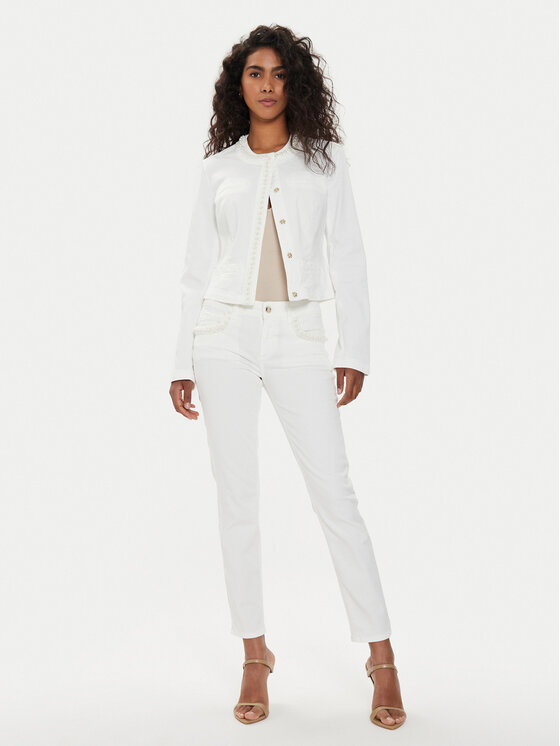 Liu Jo Liu Jo Kurtka jeansowa MA4278 T3489 Écru Slim Fit