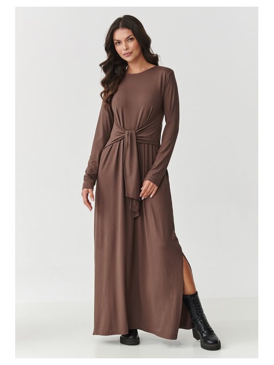 Makadamia Makadamia Sukienka dzianinowa M894 Brązowy A-Line Fit