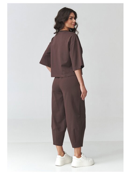 Makadamia Makadamia Dres M916 Brązowy Loose Fit