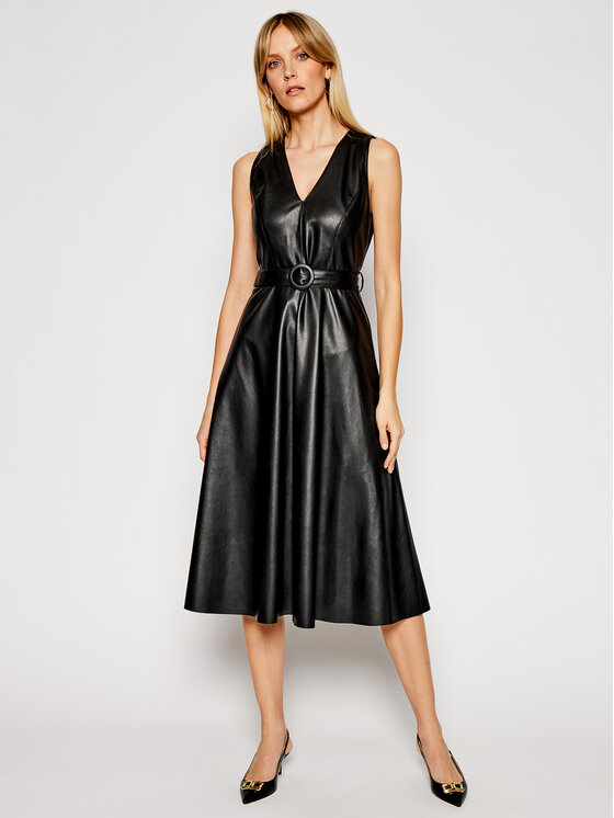 Marella Rochie din imitație de piele Crizia 32210511 Negru Regular Fit 32210511 imagine noua