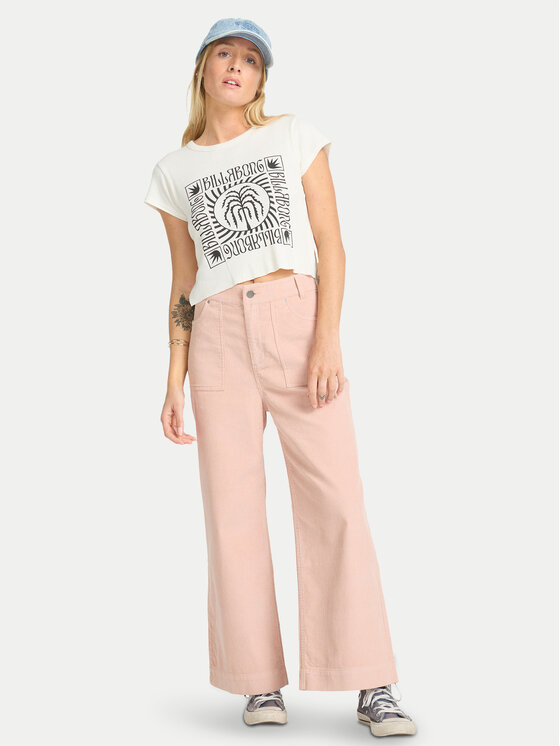 Billabong Billabong Kalhoty z materiálu Sea Tone EBJNP00139 Růžová Wide Leg