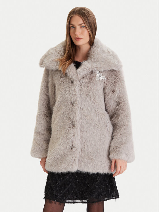 ONLY ONLY Кожено палто Ashia 15356621 Сив Regular Fit