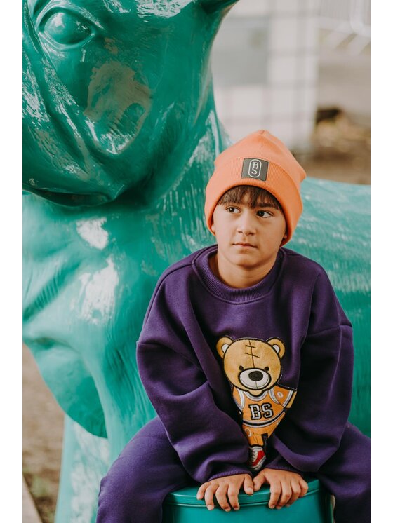 Bejbi Story Bejbi Story Bluza Bluza oversize Brandon Teddy bez kaptura Fioletowy Oversize