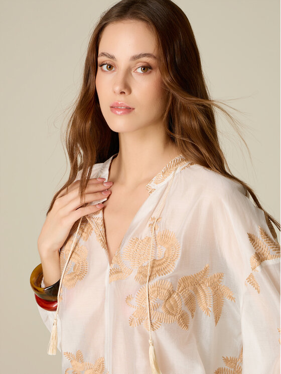 Oltre Oltre Blusa 2236E000341N0S1 Bianco Regular Fit