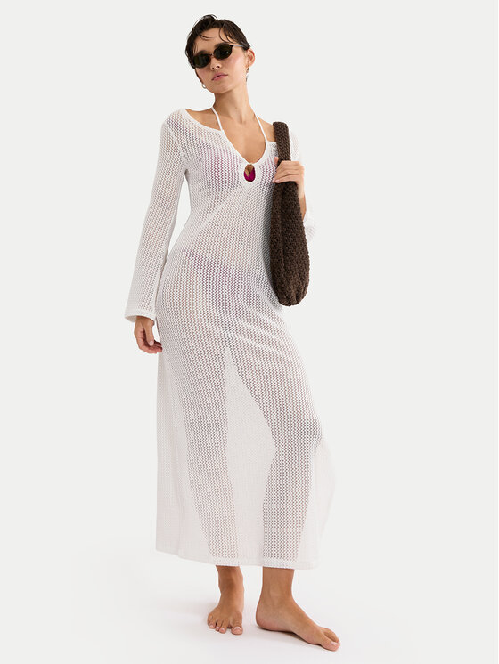 Triumph Triumph Rochie de plajă Beach MyWear Crochet 10226469 Alb Relaxed Fit