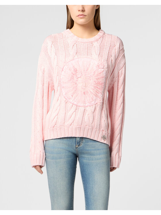 PHILIPP PLEIN PHILIPP PLEIN Sweter 29775 Różowy Regular Fit