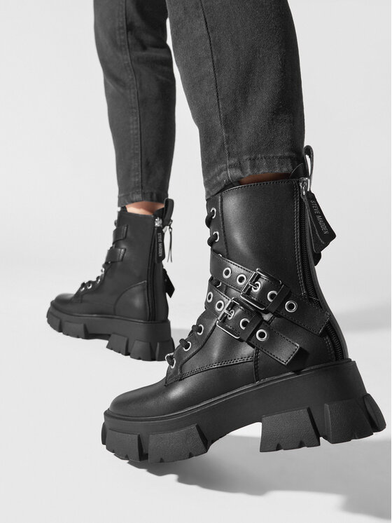 Boots Steve Madden Folie Loafer Ankle Boots Kason Black Leather