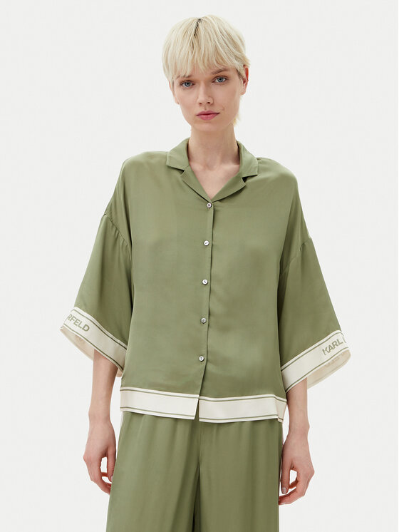 KARL LAGERFELD Košeľa A2W11037 Zelená Relaxed Fit
