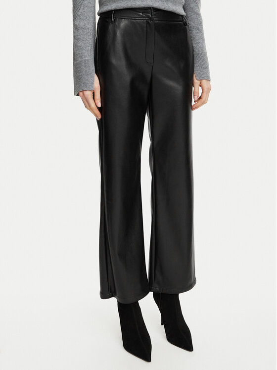 Marella Marella Pantaloni din imitație de piele Emme by Marella Argento 2625786032 Negru Regular Fit