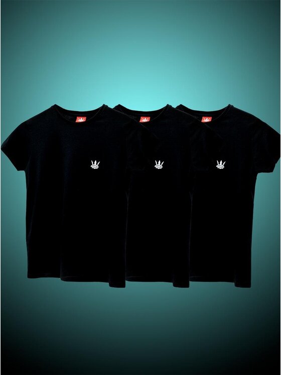 Jigga Wear Jigga Wear Komplet t-shirtów Zestaw 3 Damskich T-Shirtów Jigga Wear Mini Logo Czarny S Czarny Regular Fit
