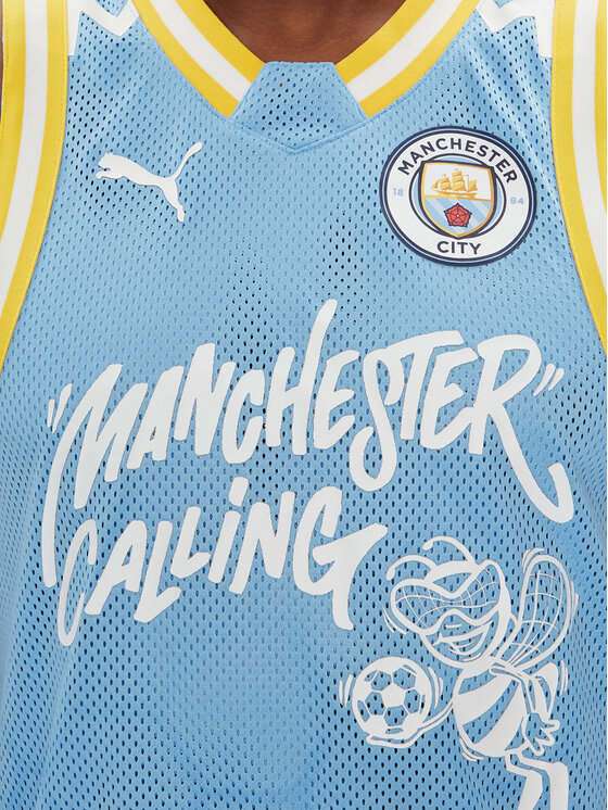 Puma Puma Majica brez rokavov Hoops Manchester City 631693 Svetlo modra Regular Fit