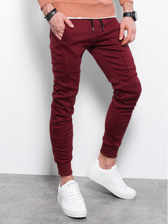 Ombre Ombre Joggers kalhoty OM-PABS-0134 Bordó Regular Fit