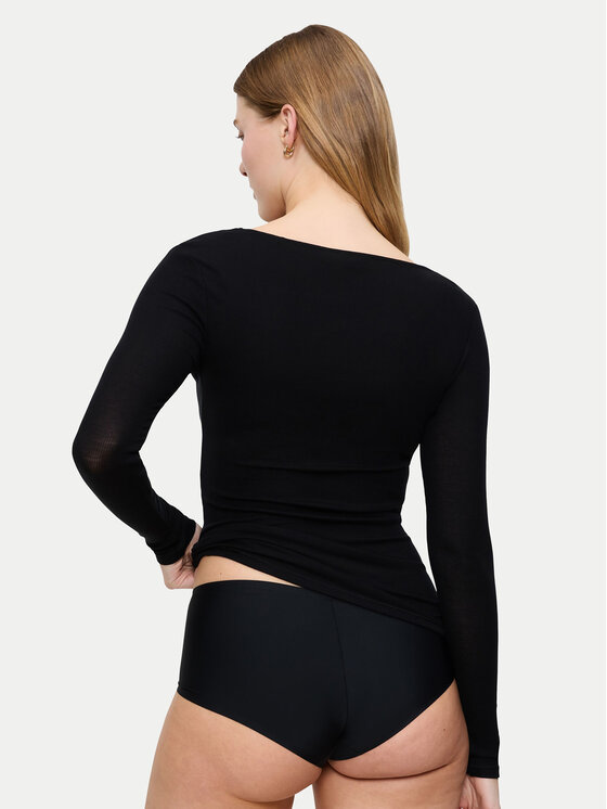 Triumph Triumph Zgornji del pižame Bauty Layers 10225060 Črna Slim Fit