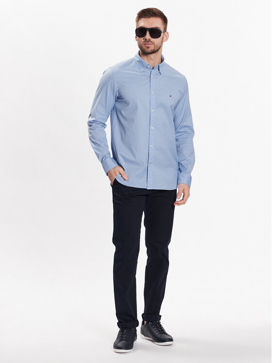 Tommy Hilfiger Tommy Hilfiger Camicia Natural Soft Mini Print MW0MW30689 Blu Slim Fit