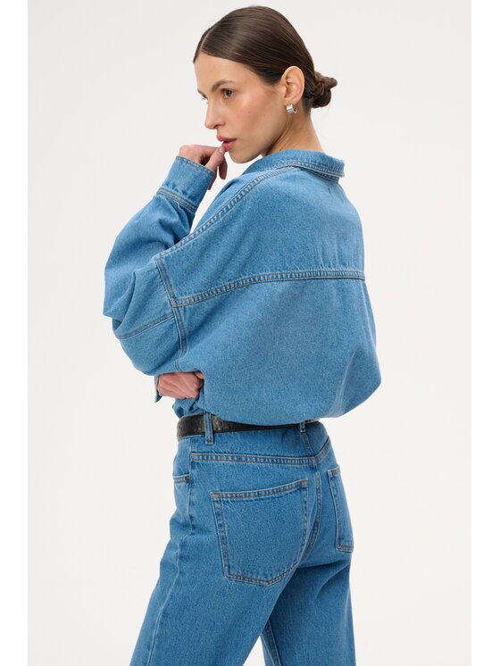 LEBRAND LEBRAND Koszula jeansowa Bloom Niebieski Regular Fit