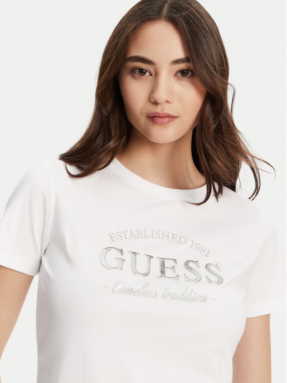 Guess Guess Marškinėliai V5YI12 J1314 Balta Regular Fit