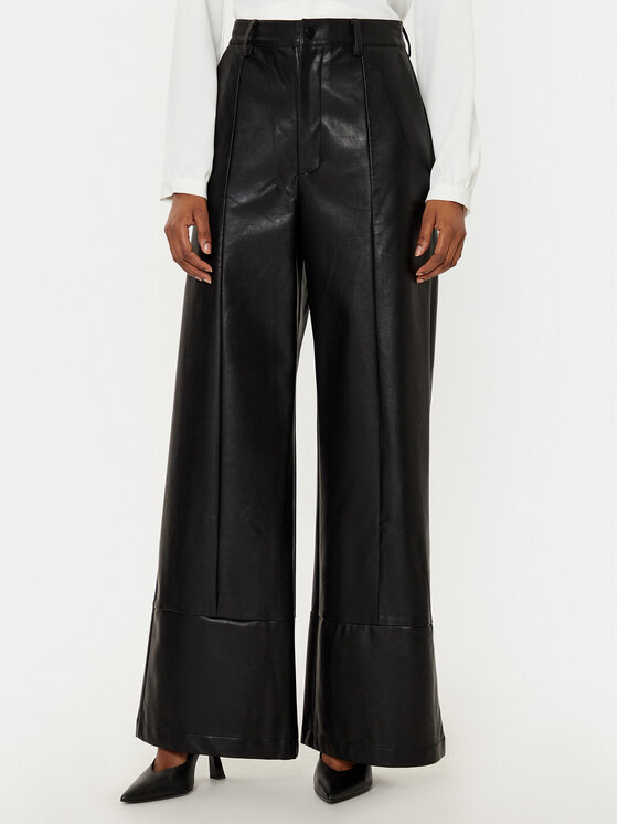 Bardot Bardot Pantaloni din imitație de piele 58936PB Negru Slim Fit