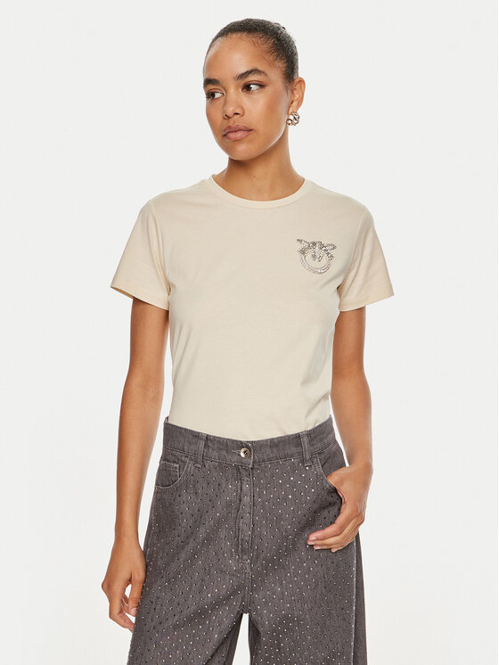 PINKO Pinko Tričko Nambrone 103320 A24E Écru Relaxed Fit