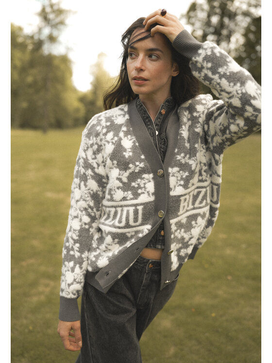 BIZUU BIZUU Kardigan LANZAR LOGO SWEATER Szary Standard Fit