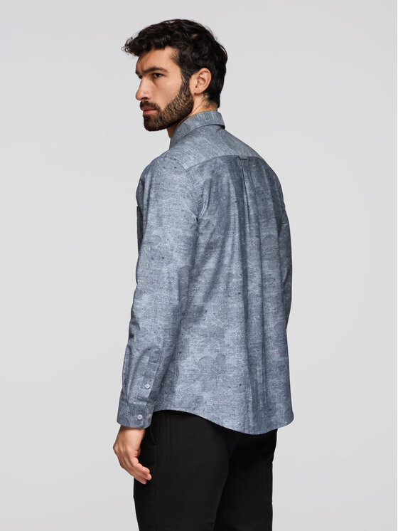 Ombre Ombre Koszula K701 Szary Regular Fit
