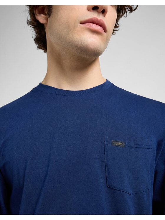 Lee Lee T-Shirt LS POCKET TEE Niebieski Regular Fit