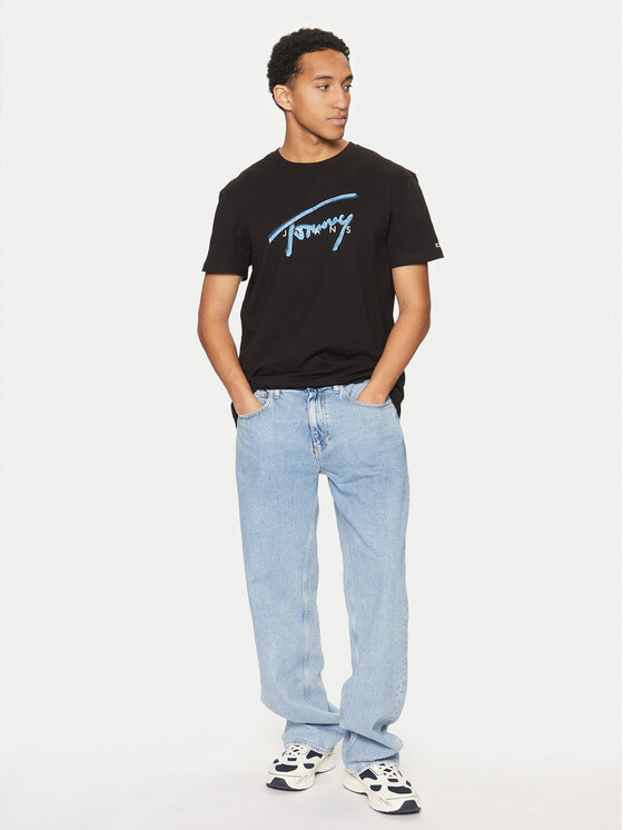 Tommy Jeans Tommy Jeans Póló Signature DM0DM21109 Fekete Regular Fit