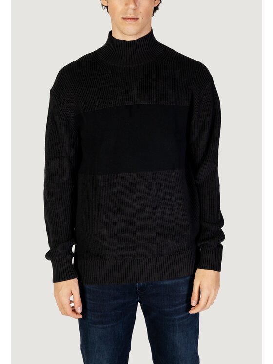 Calvin Klein Jeans Calvin Klein Jeans Sweter MIXED STITCH HIGH Czarny To Fit