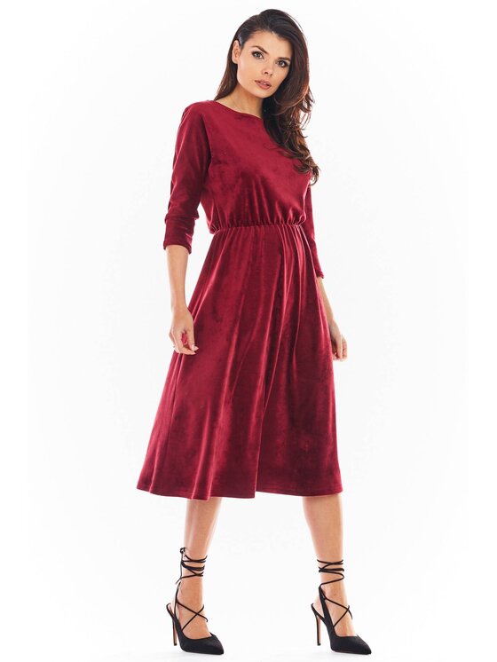 Awama Awama Vestito di maglia A407 Bordeaux Basic Fit