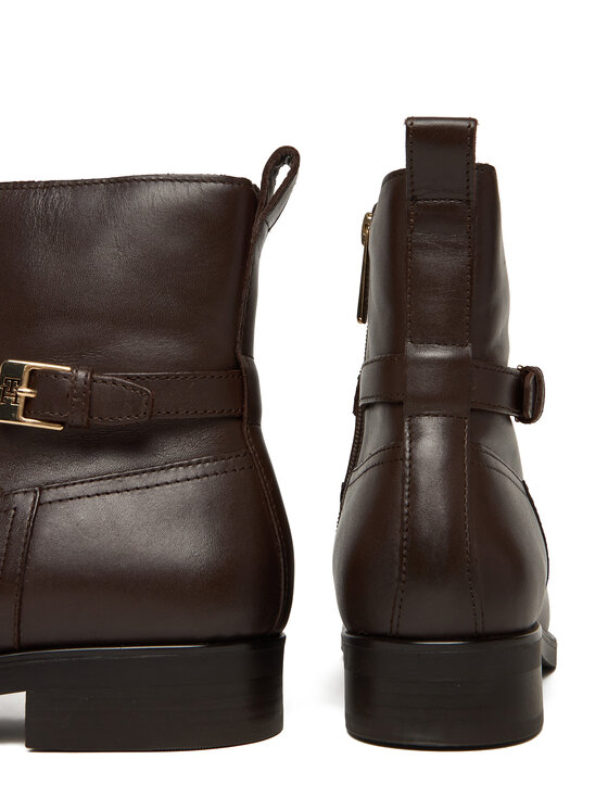 Tommy Hilfiger Tommy Hilfiger Čizme Th Buckle Riding Leather Bootie FW0FW08781 Smeđa